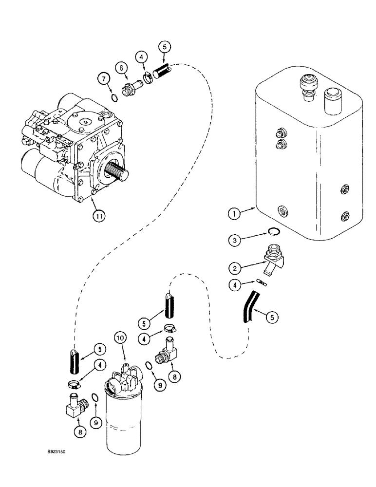 Схема запчастей Case IH 1644 - (8-06) - HYDROSTATIC PUMP SYSTEM, RESERVOIR TO PUMP (07) - HYDRAULICS