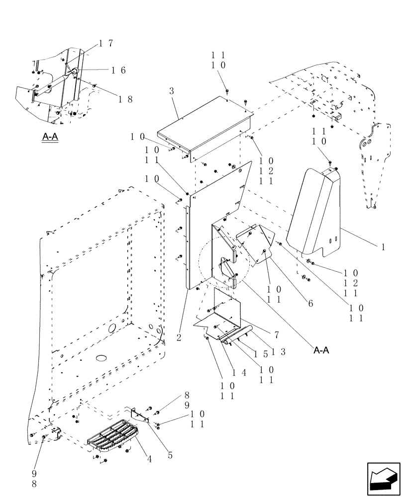 Схема запчастей Case IH 5130 - (90.105.09) - BAFFLE ASSY, ENGINE COVER (90) - PLATFORM, CAB, BODYWORK AND DECALS