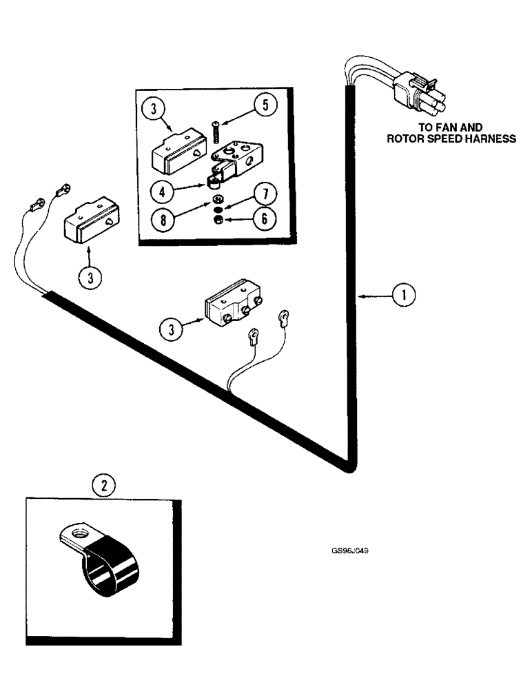 Схема запчастей Case IH 1660 - (4-26) - ROTOR LIMIT SWITCH HARNESS (06) - ELECTRICAL