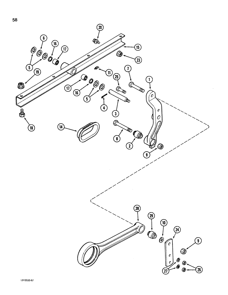 Схема запчастей Case IH 1660 - (058) - CHAFFER DRIVE HANGER LEVER AND SUPPORT, HEAVY DUTY DRIVE, EXTENDED LENGTH CLEANING SYSTEM (74) - CLEANING