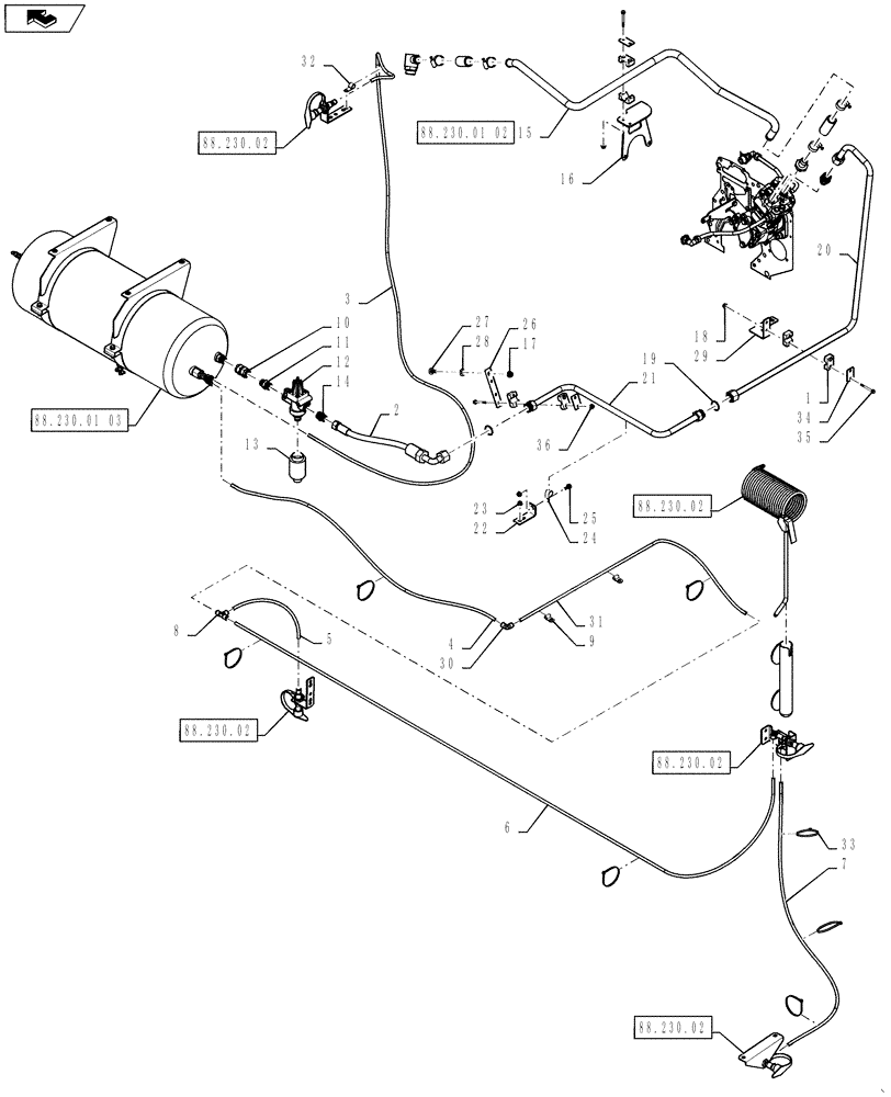 Схема запчастей Case IH 5130 - (88.230.01) - AIR COMPRESSOR ASSEMBLY- 5130 W/NEF ENGINE (88) - ACCESSORIES