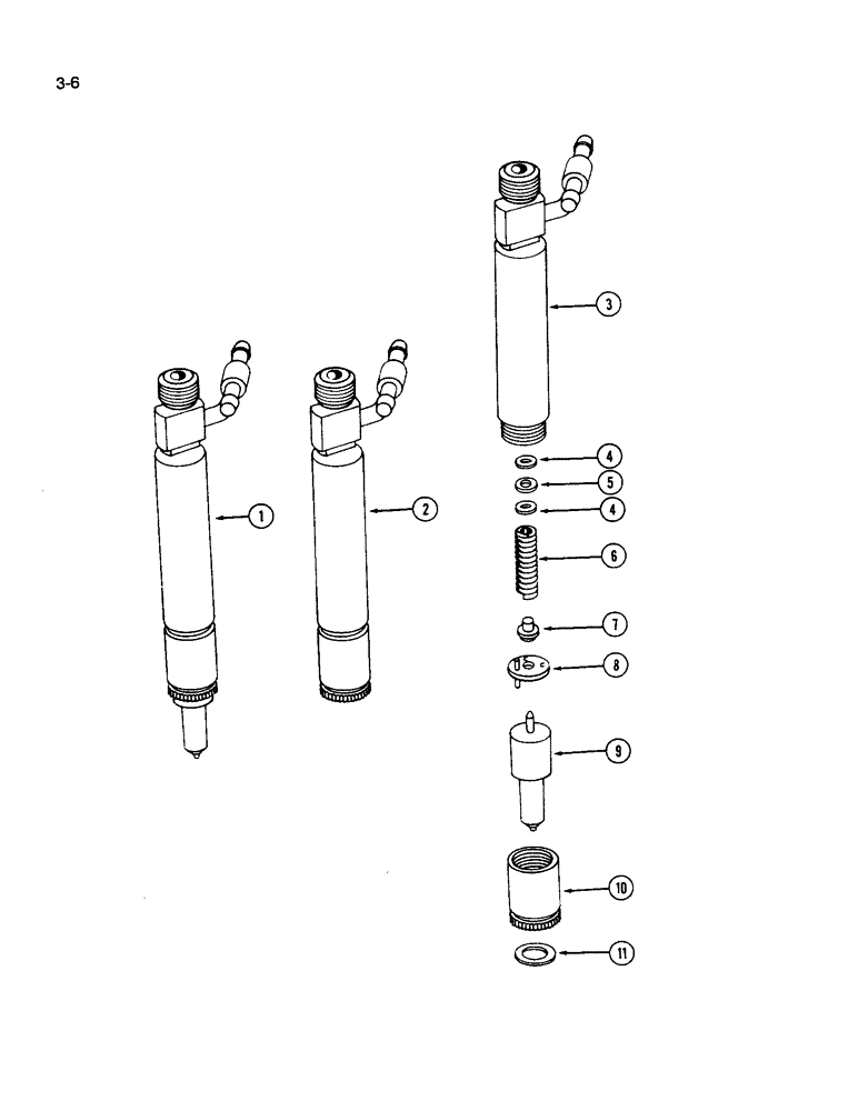 Схема запчастей Case IH 1640 - (3-06) - INJECTION NOZZLE, D466 ENGINE (02) - FUEL SYSTEM