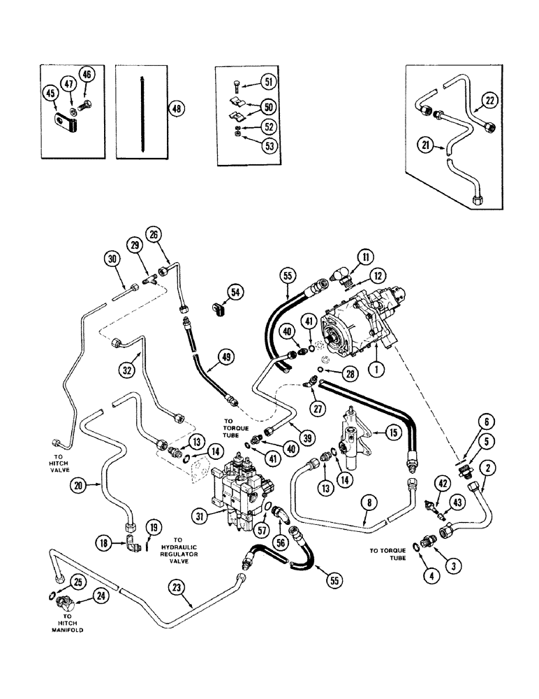 Схема запчастей Case IH 2394 - (8-006) - HYDRAULIC PUMP AND LINES, WITH HITCH, TRANSMISSION SERIAL NO. 16283224 AND AFTER (08) - HYDRAULICS