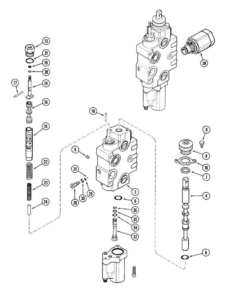 Схема запчастей Case IH 2394 - (8-092) - REMOTE VALVE BODY ASSEMBLY, WITH LOAD CHECK - A52404 (08) - HYDRAULICS