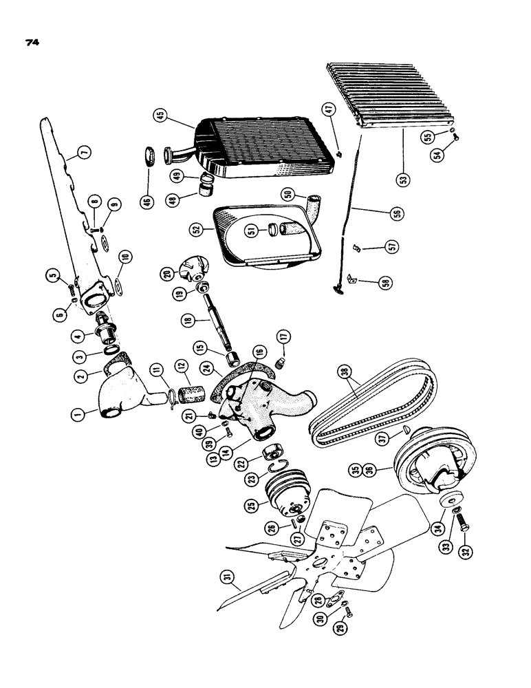 Схема запчастей Case IH 930-SERIES - (074) - WATER PUMP AND WATER MANIFOLD (02) - ENGINE