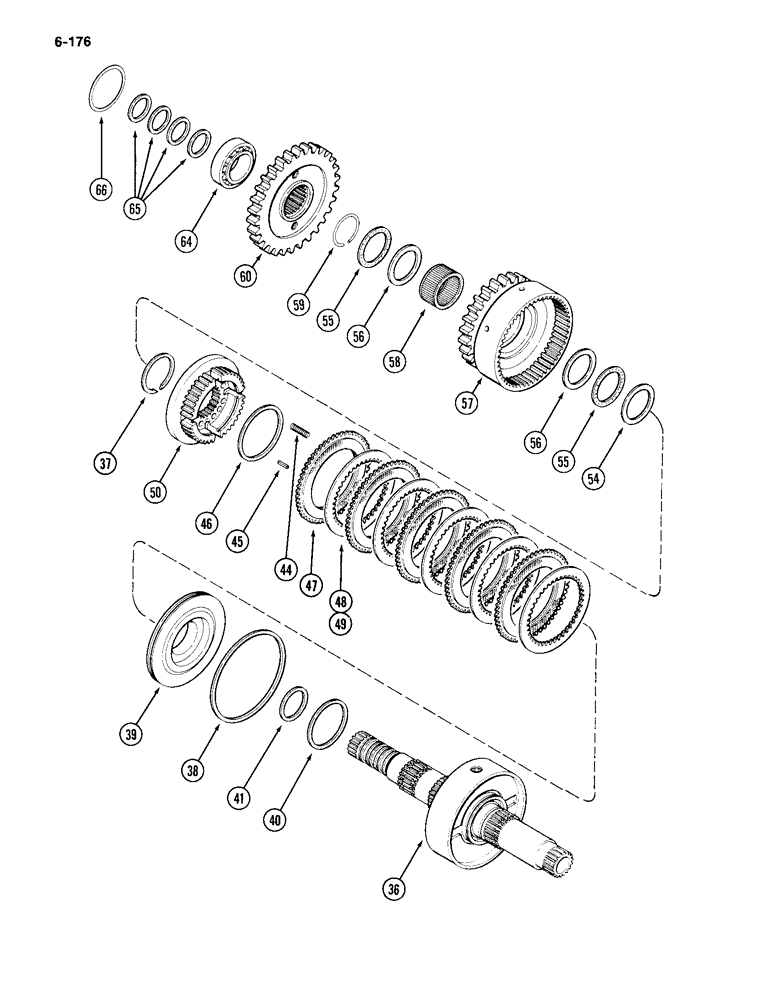 Схема запчастей Case IH 4994 - (6-176) - LOWER 7 INCH (178 MM) CLUTCH ASSEMBLY (CONTINUED) (06) - POWER TRAIN