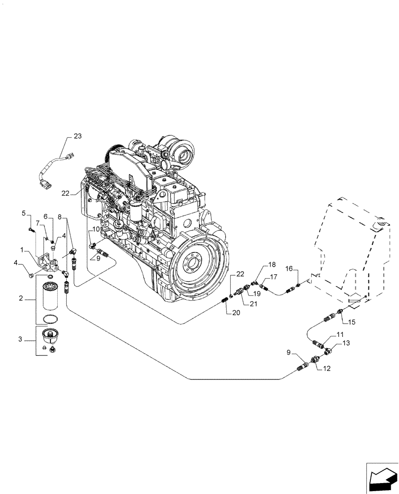 Схема запчастей Case IH A4000 - (C01.01[01]) - REMOTE FUEL LINES AND FILTER Engine & Engine Attachments