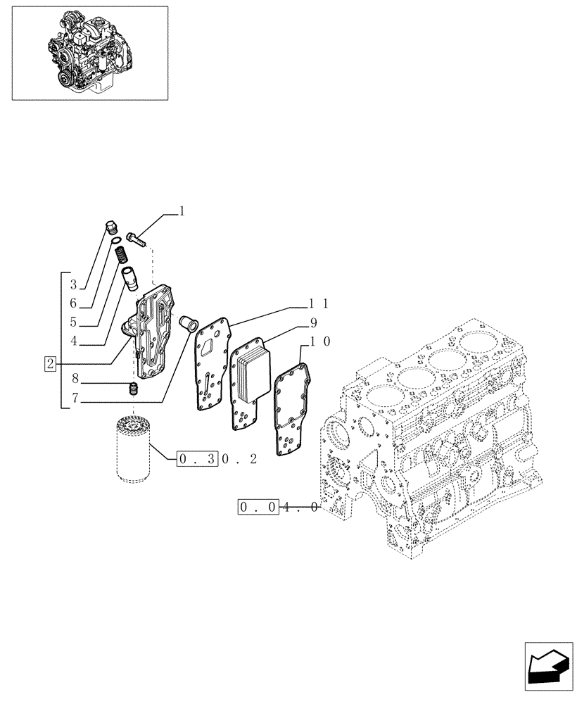 Схема запчастей Case IH PX85 - (0.31.5/1[01]) - HEAT EXCHANGER - ENGINE - PX85 - (504096821) (02) - ENGINE