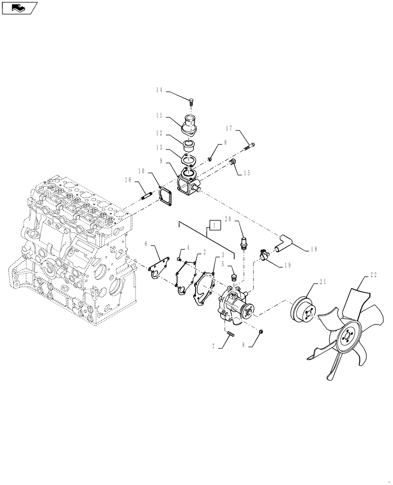 Схема запчастей Case IH 420CT - (02-18) - WATER PUMP (02) - ENGINE