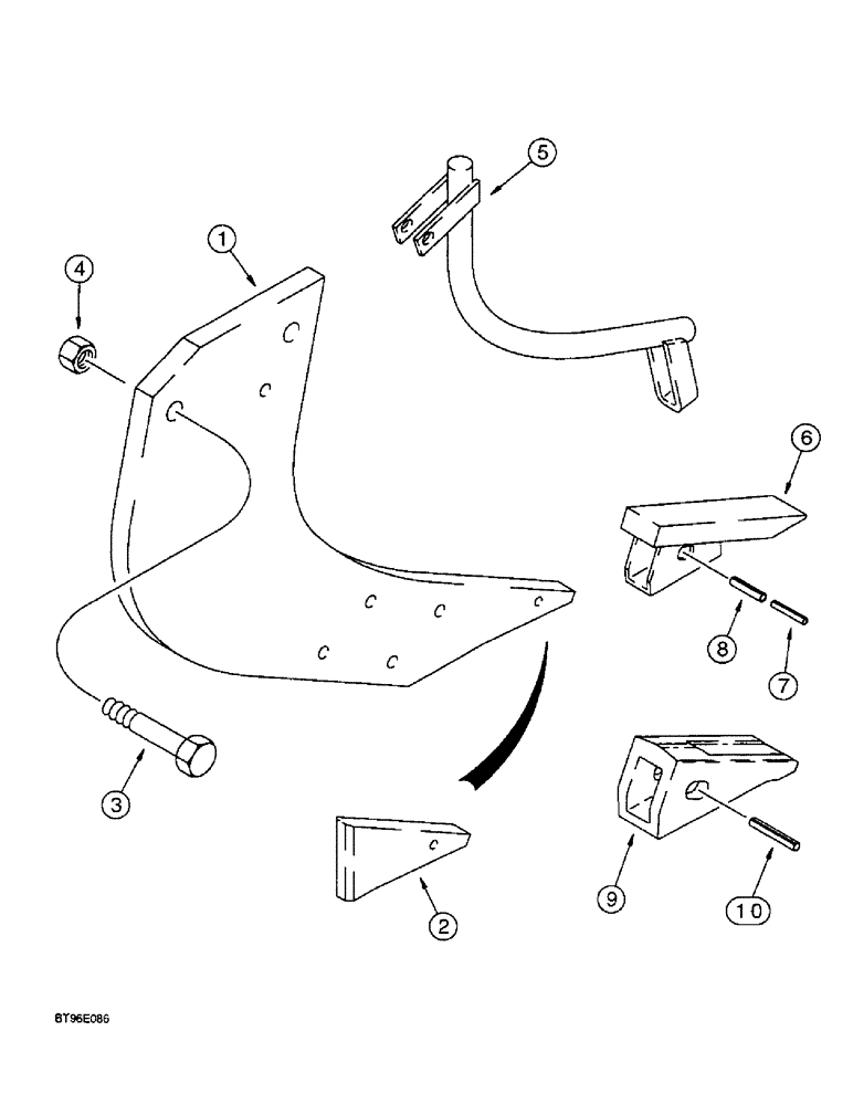 Схема запчастей Case IH 10 - (9-86) - SHANKS, POINTS AND SHINS, REPLACEMENT, MODEL 10, 6810 AND 6814 AUTO-TRIP RIPPERS WITH 1 INCH SHANKS 