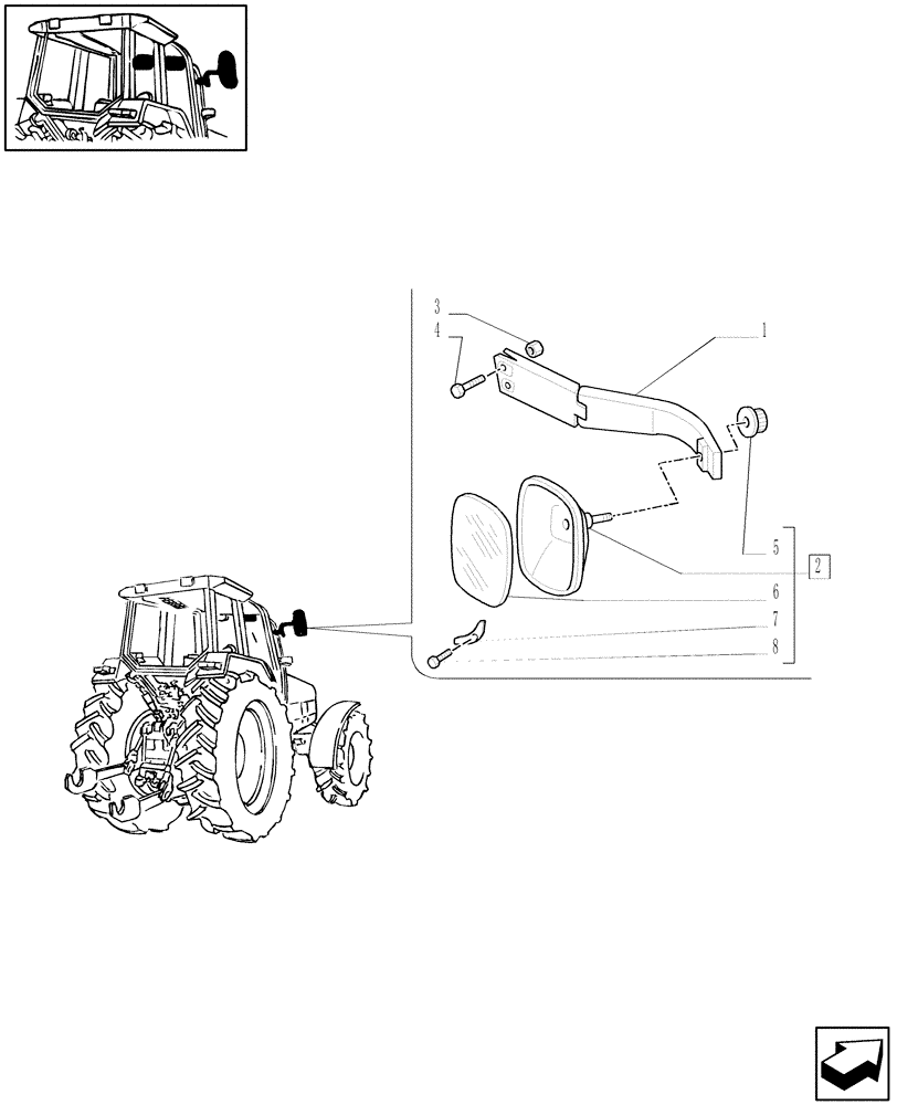 Схема запчастей Case IH MAXXUM 115 - (1.93.6/02) - 2 FIXED REAR-VIEW MIRRORS - REAR-VIEW MIRRORS- REAR-VIEW MIRRORS (VAR.330826) (10) - OPERATORS PLATFORM/CAB