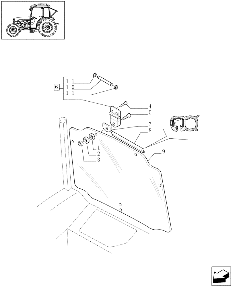 Схема запчастей Case IH JX1095C - (1.92.92[06]) - CAB REAR WINDOW (10) - OPERATORS PLATFORM/CAB