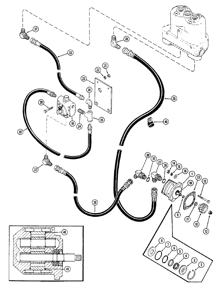 Схема запчастей Case IH 2470 - (322) - AUXILIARY HYDRAULIC PUMP AND VALVE, PRIOR TO TRANSMISSION SERIAL NO. 10025257 (08) - HYDRAULICS