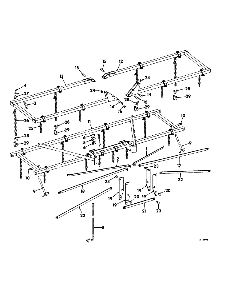 Схема запчастей Case IH 7 - (A-13) - DRAWBAR, 4 SECTION FOLDING, 1965 AND SINCE 