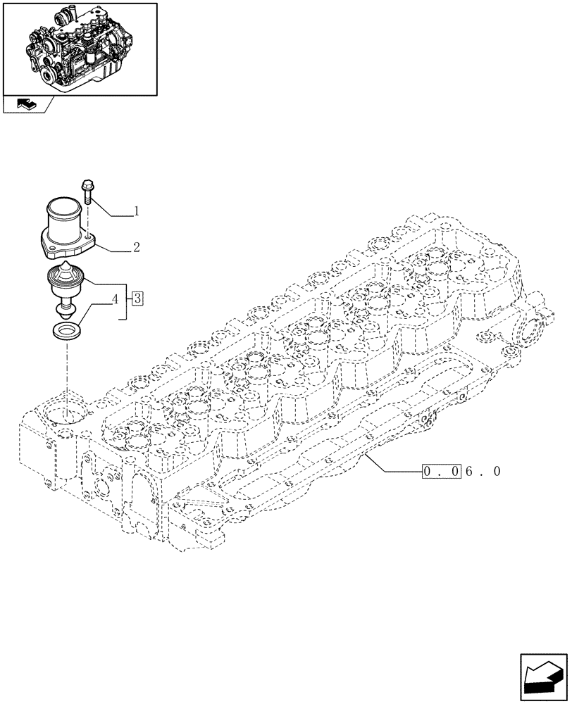 Схема запчастей Case IH F4HE9687M J100 - (0.32.6) - THERMOSTAT - ENGINE COOLING SYSTEM (4891509-2852470) 