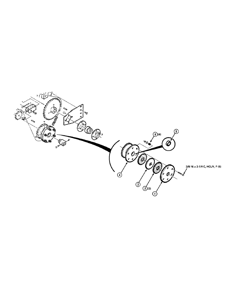 Схема запчастей Case IH 8540 - (25[A]) - SLIP CLUTCH, PICKUP, ASSEMBLY (14) - BALE CHAMBER