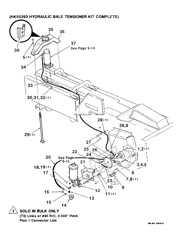 Схема запчастей Case IH 8530 - (9-10) - HYDRAULIC BALE TENSIONER KIT, (HK50393 HYDRAULIC BALE TENSIONER KIT COMPLETE) Decals & Attachments