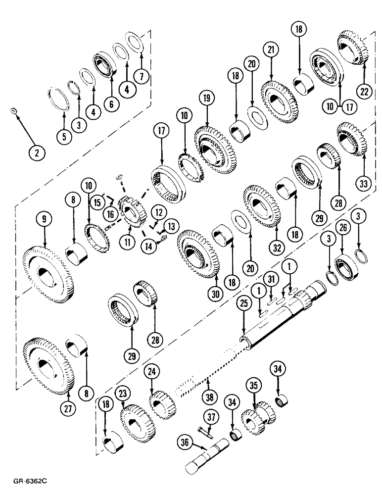 Схема запчастей Case IH 633 - (6-346) - TRANSMISSION (06) - POWER TRAIN