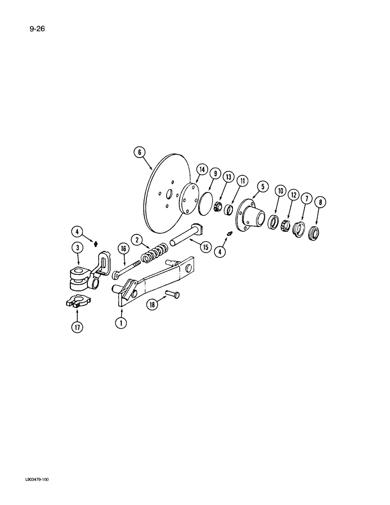 Схема запчастей Case IH 735 - (9-26) - ROLLING COLTER, HIGH LIFT SPRING CUSHION TYPE WITH 22 INCH DISC 