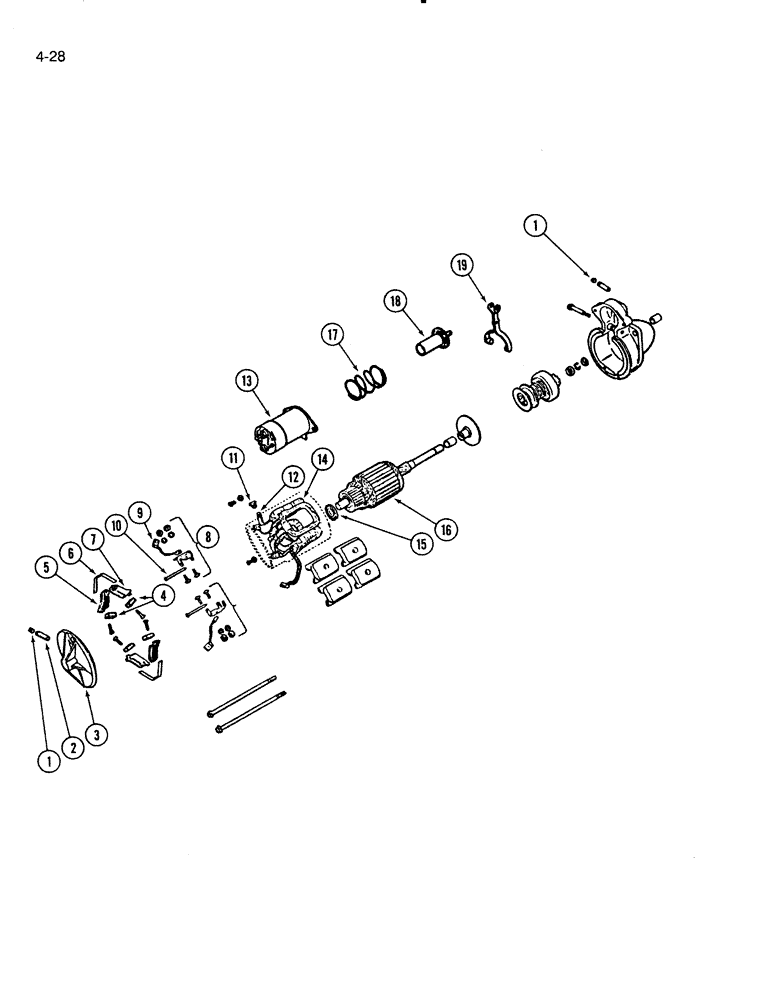 Схема запчастей Case IH 5000 - (4-28) - STARTER ASSEMBLY, D-239 DIESEL ENGINE (04) - ELECTRICAL SYSTEMS