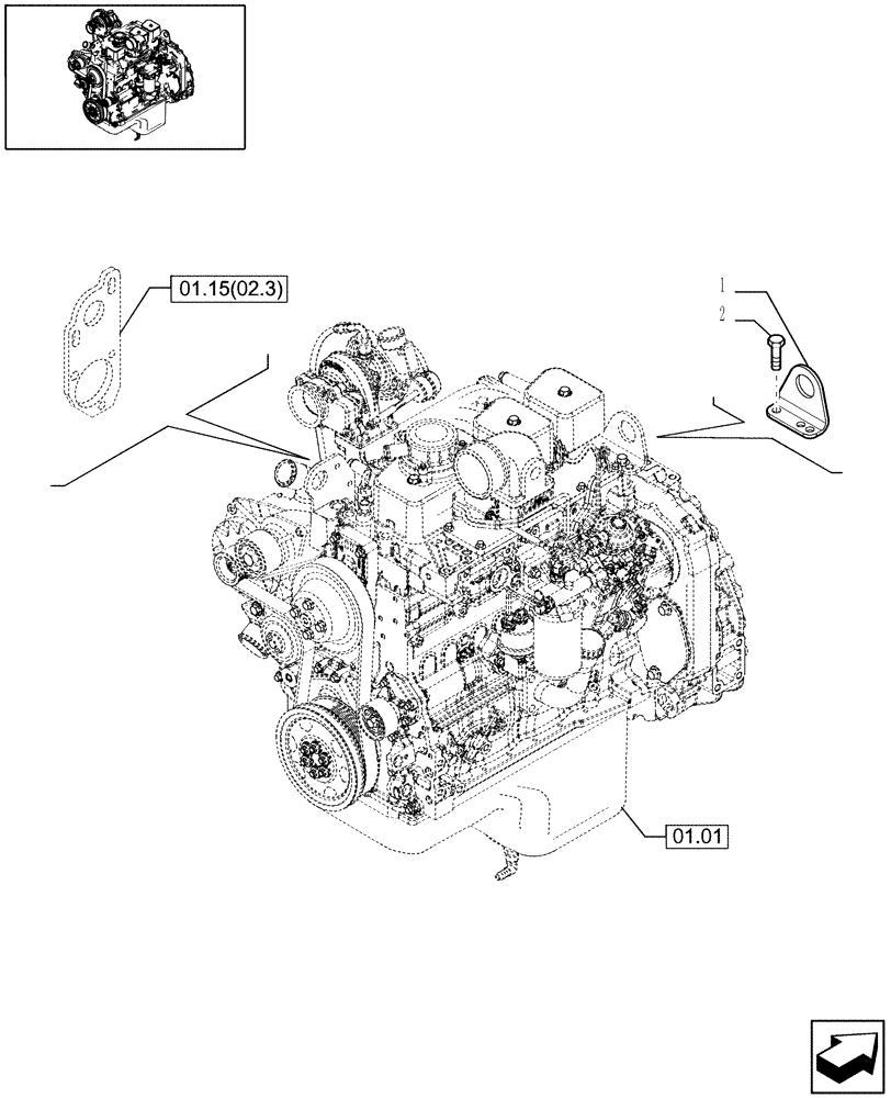 Схема запчастей Case IH WDX1202 - (01.18) - HOOKS - ENGINE (02) - ENGINE EQUIPMENT