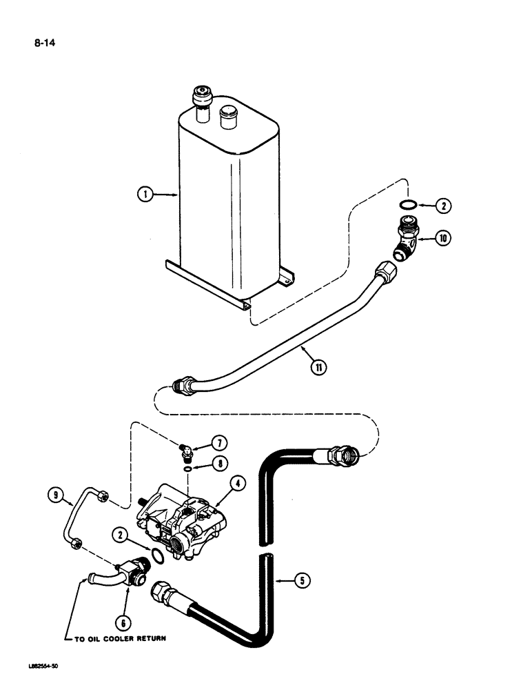 Схема запчастей Case IH 1822 - (8-14) - RESERVOIR TO HYDRAULIC PUMP SYSTEM, 1822 COTTON PICKER (07) - HYDRAULICS