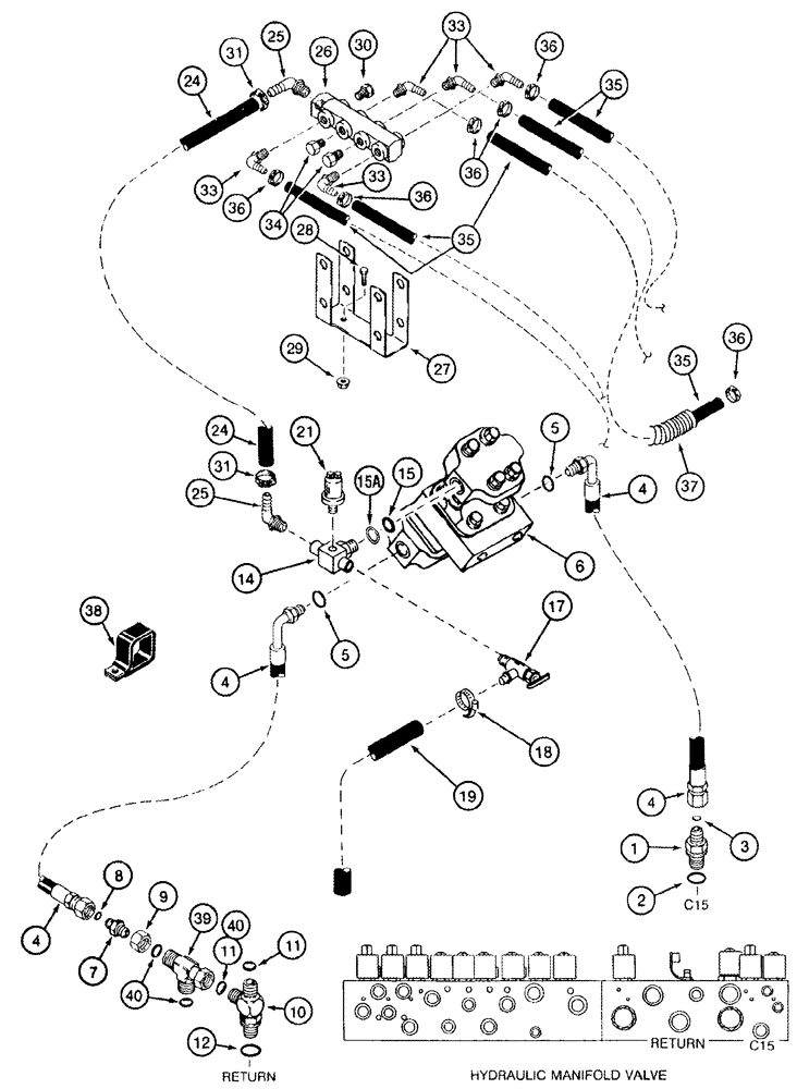 Схема запчастей Case IH 2555 - (08-18) - DRUM BAR LUBRICATION PLUMBING SYSTEM (07) - HYDRAULICS