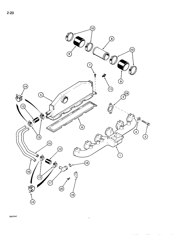 Схема запчастей Case IH 9230 - (2-020) - MANIFOLDS, 6TA-830 ENGINE, 9230 TRACTOR ONLY, EXHAUST (02) - ENGINE