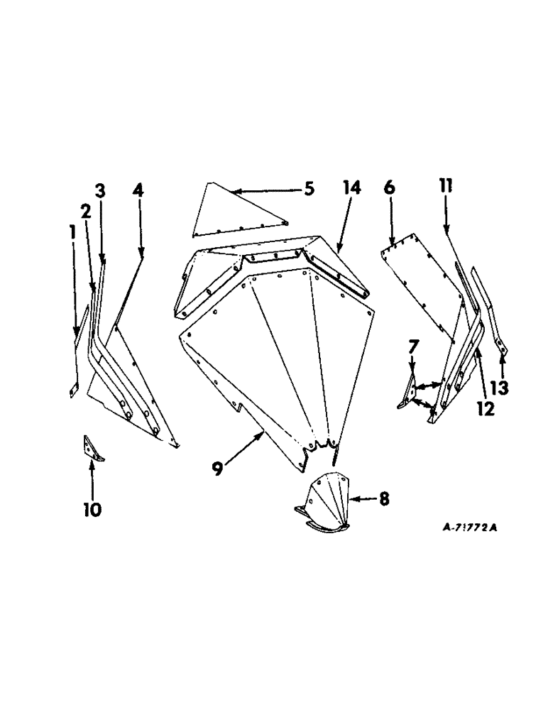 Схема запчастей Case IH 50 - (A-118) - NARROW-ROW ROW-CROP UNIT - DIVIDER COVER, BRACE AND SHOE (58) - ATTACHMENTS/HEADERS