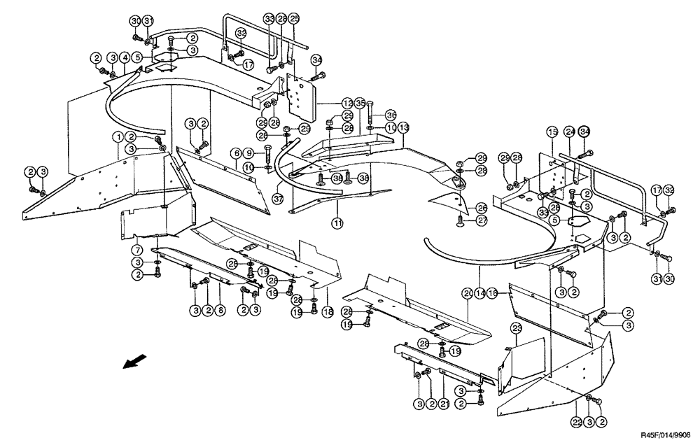 Схема запчастей Case IH RU450 - (0014) - GUARD (58) - ATTACHMENTS/HEADERS