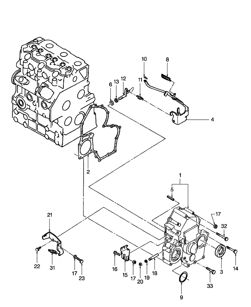 Схема запчастей Case IH D40 - (01.08) - TIMING GEAR CASE (01) - ENGINE