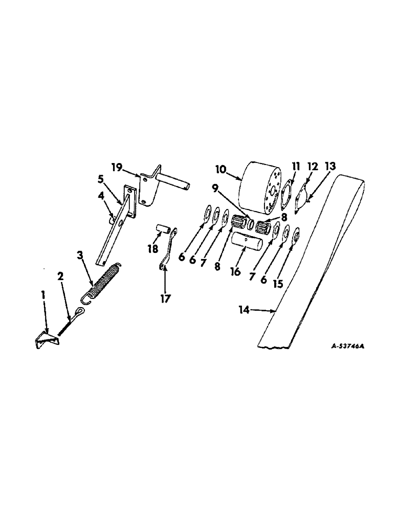 Схема запчастей Case IH 57 - (A-49) - POWER TAKE-OFF ATTACHMENT, IDLER PULLEY AND LEVER 