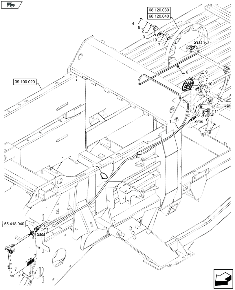 Схема запчастей Case IH LB334P - (55.629.010) - ELECTRONIC BALE LENGTH ADJUSTMENT (55) - ELECTRICAL SYSTEMS