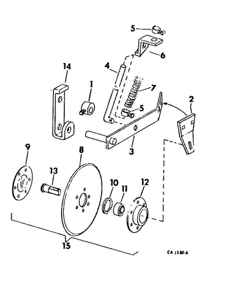 Схема запчастей Case IH 500 - (E-53) - DISK COVERING ATTACHMENT, 7 IN., QUANTITIES SHOWN ARE PER PRESS WHEEL 