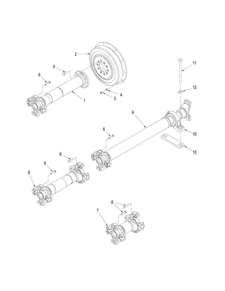 Схема запчастей Case IH STX330 - (06-08) - DRIVE SHAFTS AND MOUNTING, WITHOUT ACCUSTEER (06) - POWER TRAIN