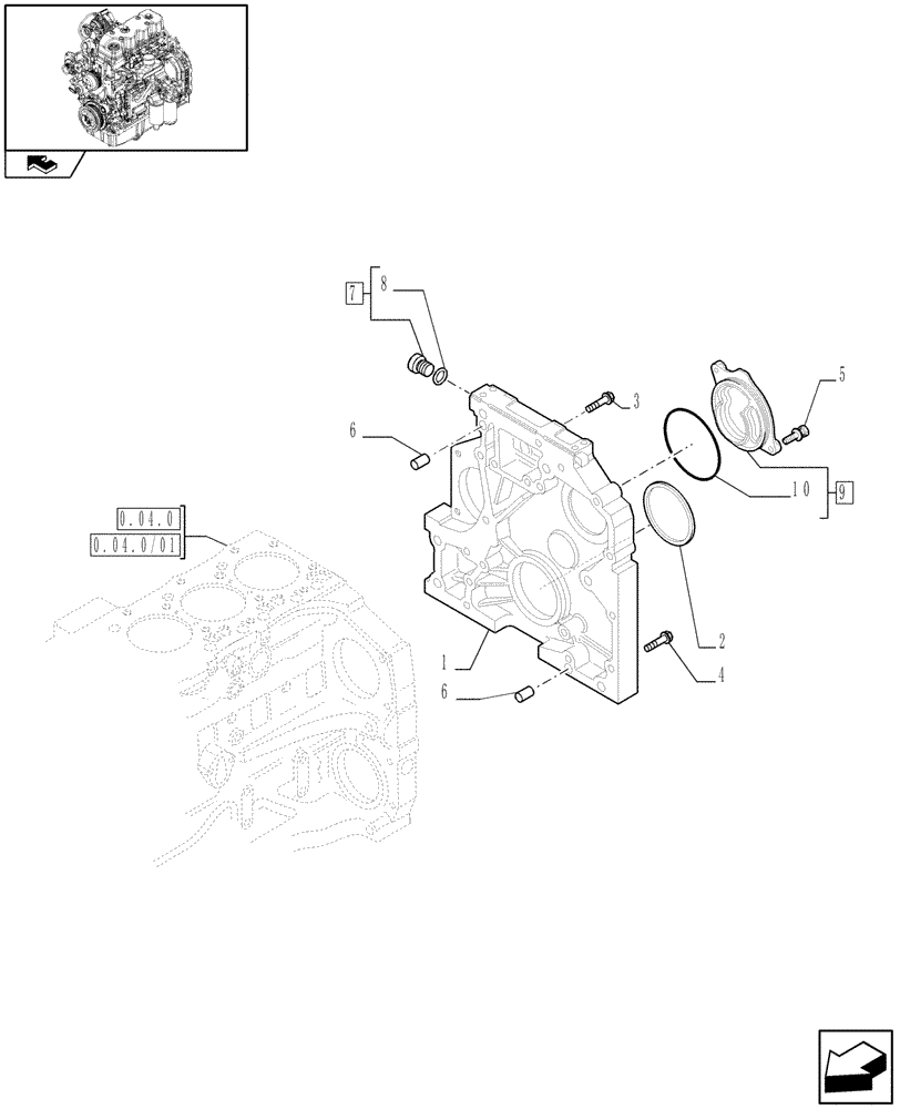 Схема запчастей Case IH MAXXUM 130 - (0.04.3) - CRANKCASE COVERS (STD + VAR.330003-332115) (01) - ENGINE