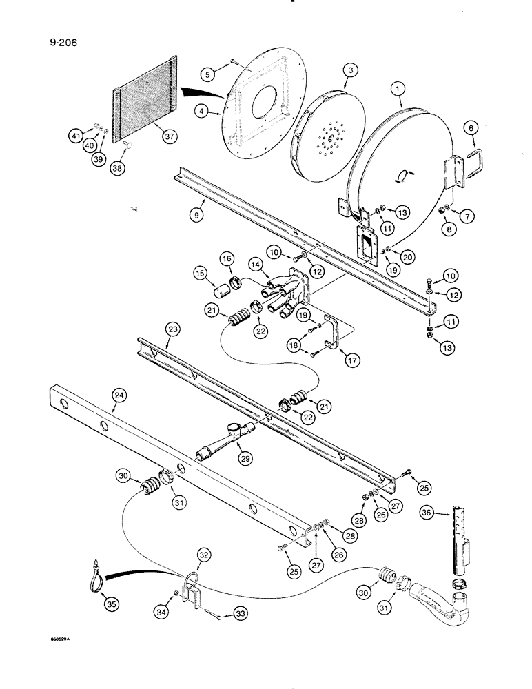 Схема запчастей Case IH 8500 - (9-206) - AIR SYSTEM, FAN TO MANIFOLD PIPE, UNITS WITH 7 AND 10 INCH ROW SPACING, 33 FOOT WIDE DRILL (09) - CHASSIS/ATTACHMENTS