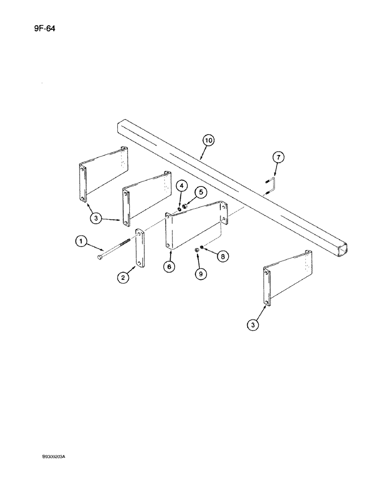 Схема запчастей Case IH 950 - (9F-64) - FERTILIZER APPLICATOR MOUNTING BAR, 8 ROW WIDE AND 12 ROW NARROW, VERTICAL FOLD (09) - CHASSIS/ATTACHMENTS