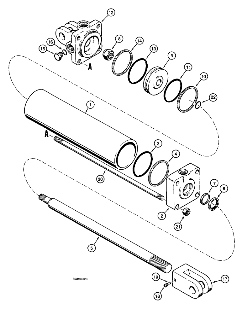 Схема запчастей Case IH 955 - (8-124) - HYDRAULIC CYLINDER - 1272150C91, WING FOLD, 12 ROW NARROW FRONT FOLD 12/23 (08) - HYDRAULICS