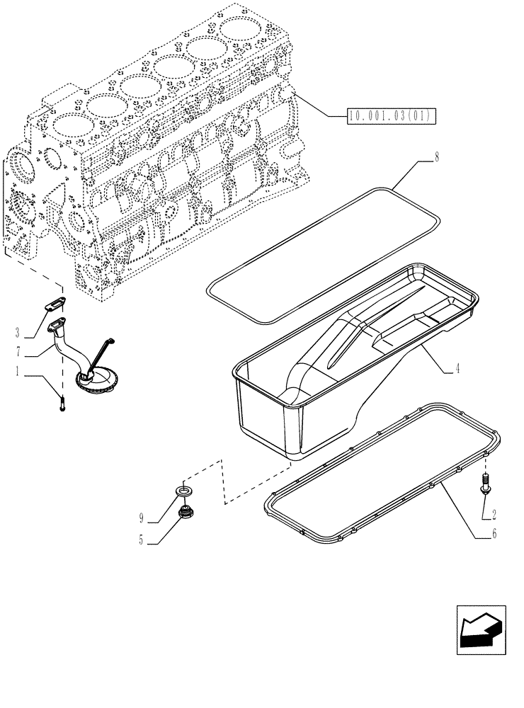 Схема запчастей Case IH P140 - (10.102.01) - ENGINE OIL SUMP (10) - ENGINE