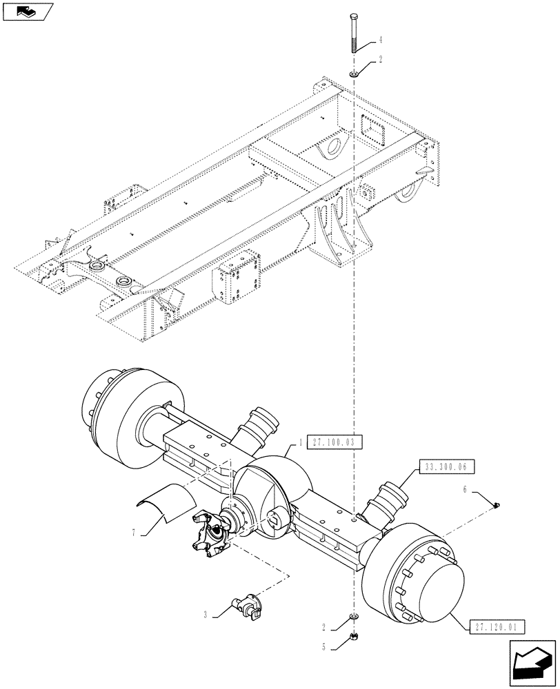 Схема запчастей Case IH TITAN 3030 - (27.100.02) - REAR AXLE MOUNTING WITH AUXILIARY TRANSMISSION (27) - REAR AXLE SYSTEM