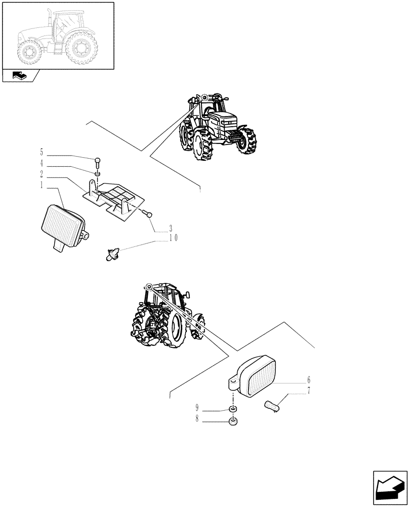 Схема запчастей Case IH PUMA 155 - (1.91.3[02]) - WORKLAMPS (10) - OPERATORS PLATFORM/CAB