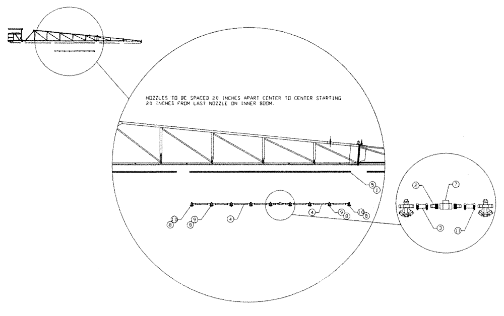 Схема запчастей Case IH TYLER - (07-005) - BOOM NOZZLE SPACING (90) TYLER SPRAYER MID-BOOM (09) - BOOMS