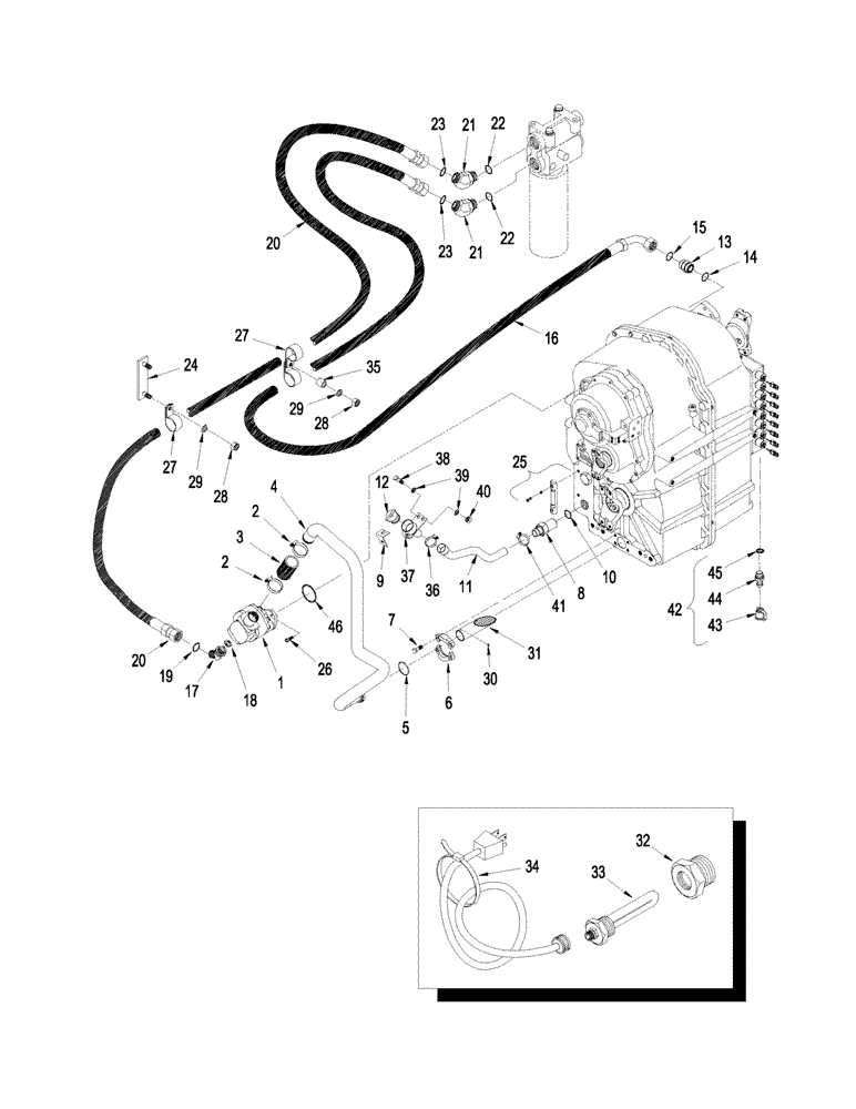 Схема запчастей Case IH STEIGER 335 - (06-25) - TRANSMISSION - LUBRICATION, WITH POWER SHIFT TRANSMISSION, WITHOUT ACCUSTEER (06) - POWER TRAIN