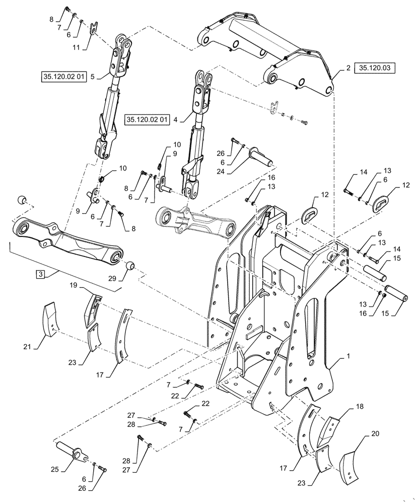 Схема запчастей Case IH STEIGER 350 - (35.120.02) - THREE POINT HITCH MOUNT ASSEMBLY (35) - HYDRAULIC SYSTEMS