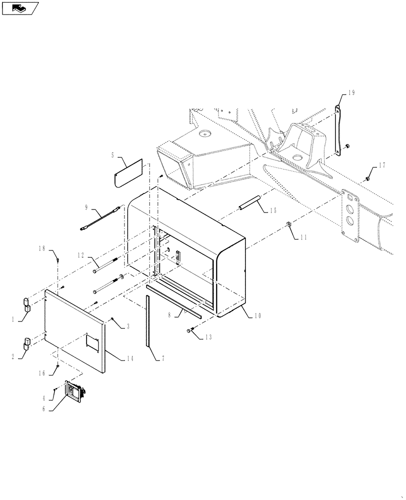 Схема запчастей Case IH 4420 - (11-042) - STORAGE BOX GROUP, RH Options