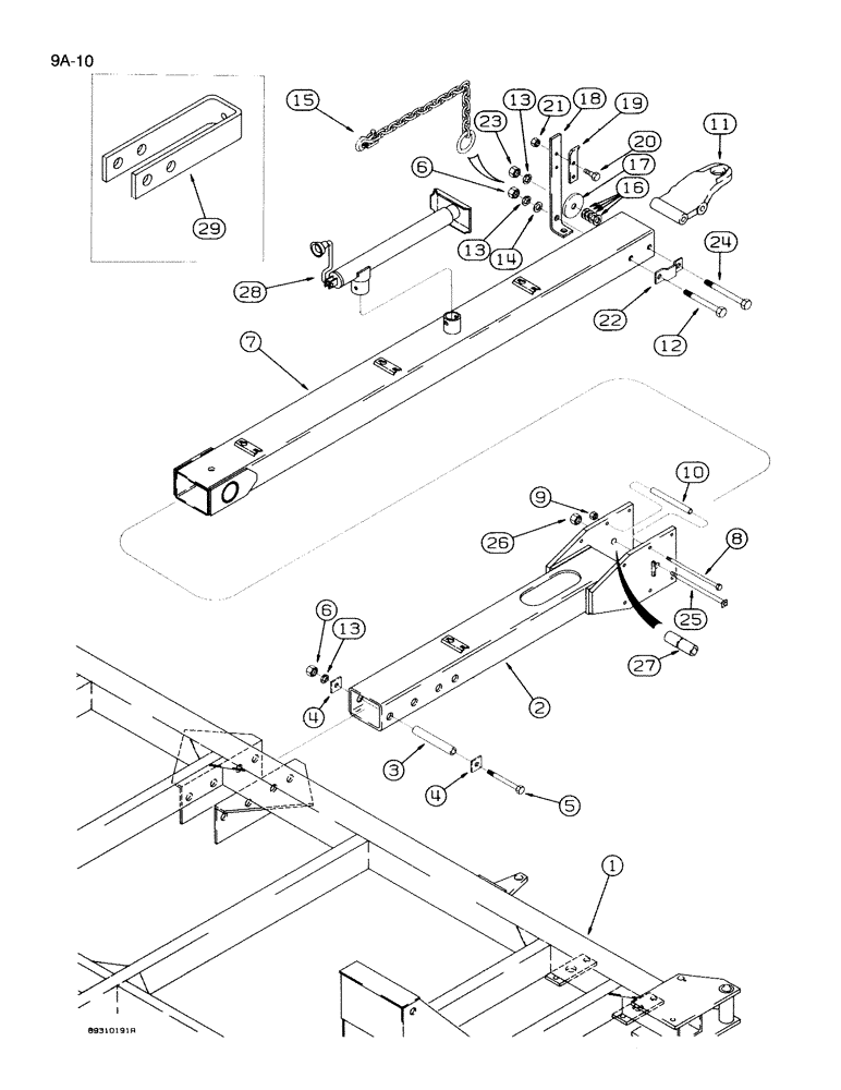 Схема запчастей Case IH 950 - (9A-10) - TONGUE AND HITCH, 8 ROW WIDE AND 12 ROW NARROW, VERTICAL FOLD (09) - CHASSIS/ATTACHMENTS