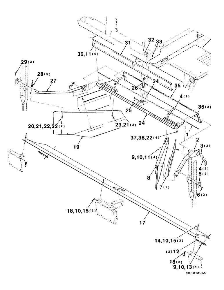 Схема запчастей Case IH 8830 - (7-26) - WINDROW FORMING SHIELDS (09) - CHASSIS