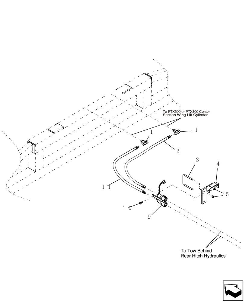 Схема запчастей Case IH ADX3380 - (A.10.A[18]) - TOW BEHIND REAR HITCH OPTION A - Distribution Systems