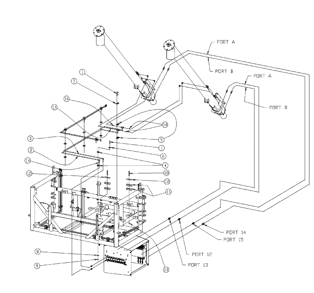 Схема запчастей Case IH 438 - (04-006) - 6" AUGER HYDRAULIC TUBES GROUP Bin Group